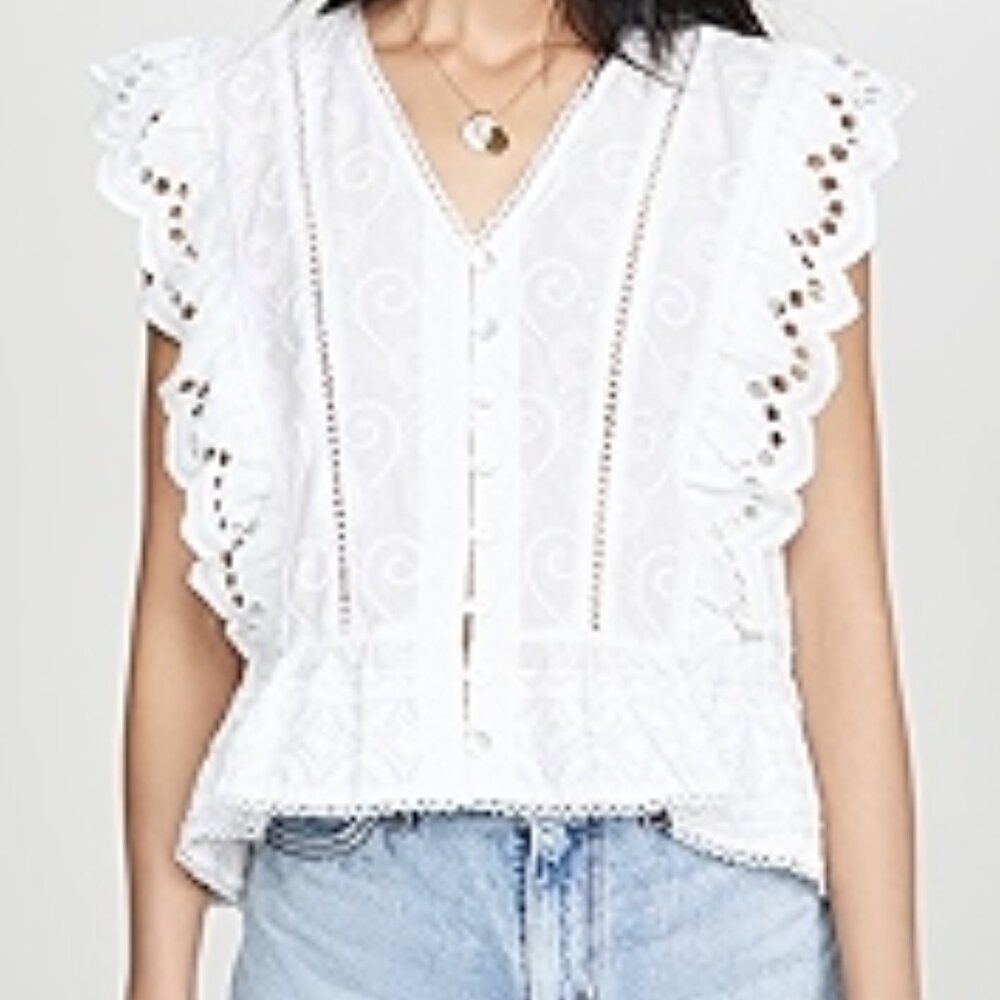 NWT Misa Los Angeles White Cotton  "Rani Top" Size: Large